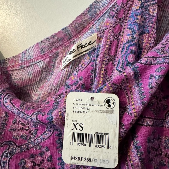 NEW  We the Free People Your Twisted Tee Tank Purple Floral Bloom Size XS NWT - Picture 5 of 6